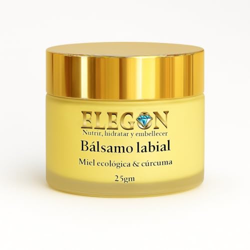 Elegon Bálsamo Labial/Lip Balm 25 g – Bálsamo Labial Orgánico con Miel y Cúrcuma, Hidratación Duradera, Repara los Labios Secos y Agrietados, Reduce las Líneas Finas, Suave Protección Invernal