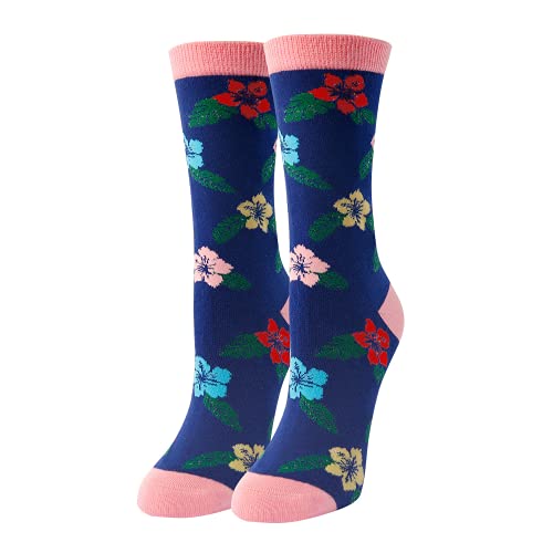 Womens Hibiscus Scoks, Novelty Hawaiian Flower Floral Socks Gifts for Flower Lovers