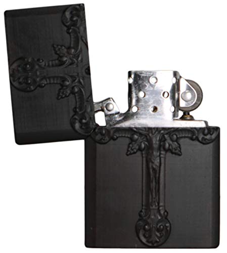 Generic Natürliches Ebenholz schwarzes Holz geschnitztes Feuerzeug Außengehäuse für Zippo Einsatz Kit (Jesus und Kreuz… – Bild 6