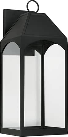 Capital Lighting 946341BK-GL Burton Night Sky Clear Glass Outdoor LED Wall Lantern, 1-Light 7 Watt, 26" H x 10" W, Black