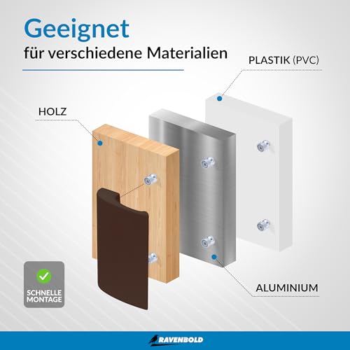 RAVENBOLD Balkontürgriff für Außen - Extrem stabiler Terassentür Griff - Ziehgriff für Balkontür - aus Aluminium hergestellter Griff für Balkontür Außen (Dunkel Braun (RAL 9077))
