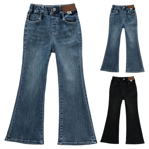 Girls Bell Bottom Baggy Jeans High Elastic Waisted Flare Leggings Y2K Trousers Wide Leg Casual Loose Demin Pants Clothes3
