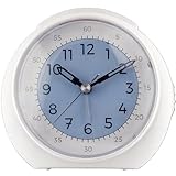 Eurotime Quarzwecker mit Schleichender Sekunde und Motivzifferblatt mit Farbigem Mittelkreis Blau, Weckwiederholung und LED-Beleuchtung, Kunststoffgehäuse und Kunststoffabdeckung, 20009-08