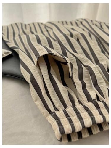 GORGLITTER Women's Striped Long Skirt Elastic Waist A Line Flowy Maxi Skirts with Pockets3