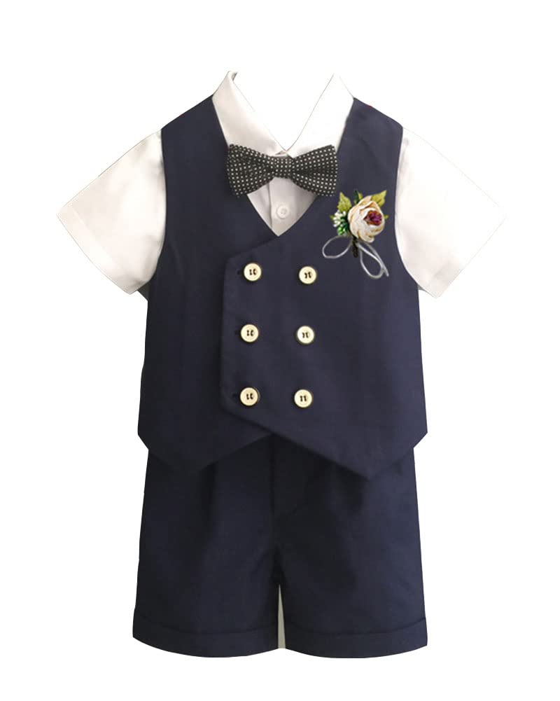 Niños Chicos Trajes de Cena Formales de Verano Ropa de Boda Piano Actuación Comunión Chaleco Formal Camisas y Pantalones Conjuntos Ropa Informal de Ceremonia para Bautizo