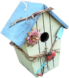 EXCEART Wood Decor Rustic Decor Bird Cage Decor Hanging Bird Hanging Bird House Decoration Easter Decoration Rural Hanging Pendant Wooden Adornment Pendant Bird House Model Decorate