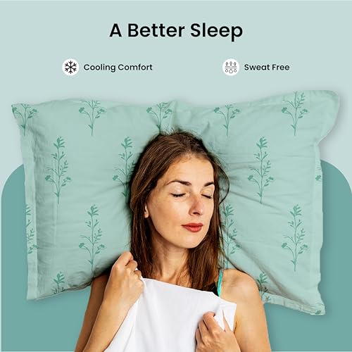 Image of Mush Bamboo King Size Bedsheet with 2 Pillow Covers | 100x106 in | 300 TC Floral Printed Bedsheet for Double Bed King Size | Ultra Soft & Anti-Microbial King Size Bed Sheet | Pack of 1, Aqua Blue