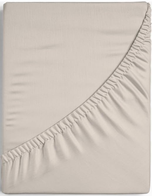Dreamers Den Sábana bajera ajustable de 180 cm x 200 cm x 30 cm, 100% algodón percal egipcio, apto para alérgicos, resistente a la contracción y al color, arena