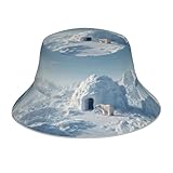 AKGFFDS Sombrero reflectante de doble cara con estampado de oso polar e iglú, color negro