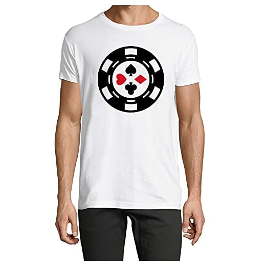 Fyra kostympoker kortspel herr unisex toppar t-shirt tryckt vit, Vitt, S
