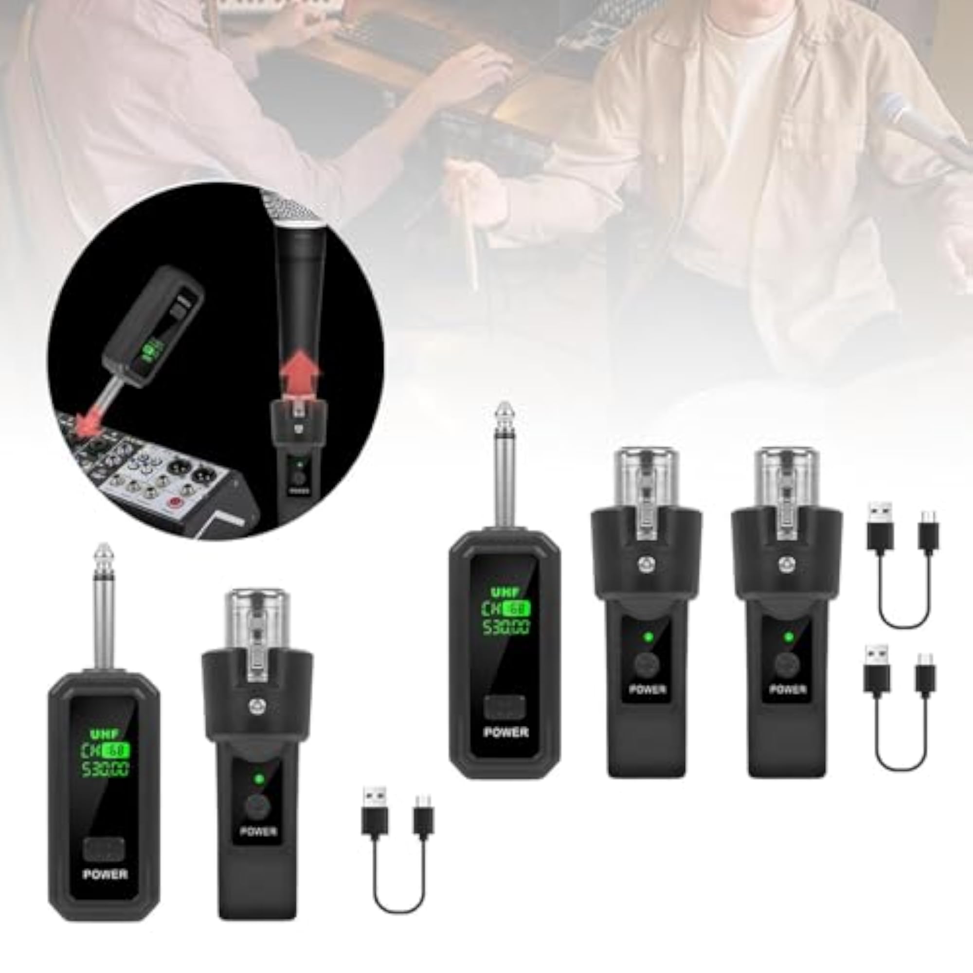 Wireless Audio Transmitter Receiver Microphone System
