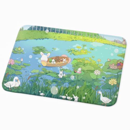 Image of Mouse Pad for Laptop & Desktop | 9x7 Inch Anti-Fray Stitched Edges | Non-Slip Rubber Base | Desk Setup Accessory for Students, Gamers & Professionals (Kawaii Pond)