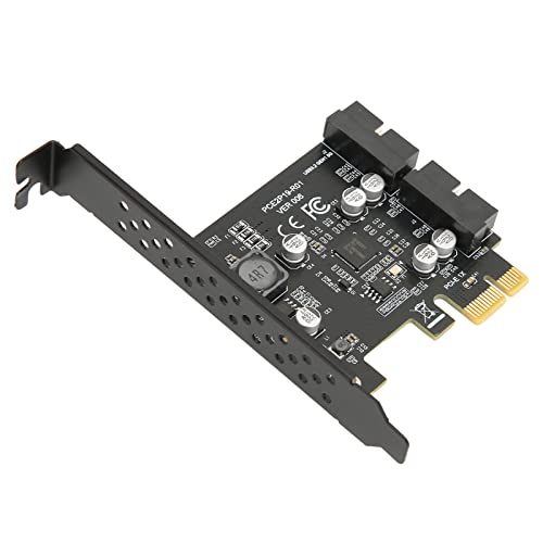Karta Rozszerzająca PCIE do USB 3.2 - Szybka 5 Gb/S USB 3,2 Gen1 z Podwójnym Złączem 19pin, Wewnętrzna Karta Pionowa do Kompatybilności Kompatybilności, Czarna Płyta (Czarna tablica 19PIN)