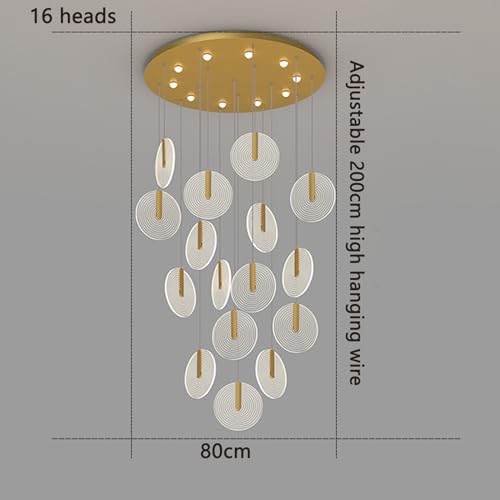 Éclairage escalier villa haute suspension longue led 16 globes