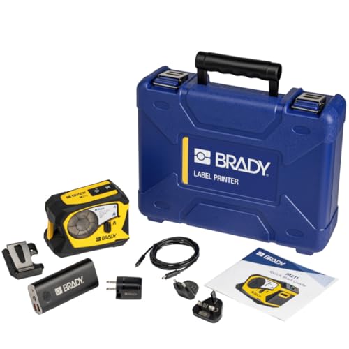 Brady Stampante per etichette M211-KIT-EU-UK-US - Set completo portatile con M211, cartuccia M21-750-499, custodia rigida, clip per cintura, cavo EU/UK/US e alimentazione