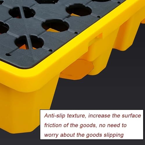 Pallet Spill Containment Platform Stackable Polyethylene Oil Drum with Drain Detachable Modular Grating Tray Industrial,Industrial Spill Containment Pallet for Oil Drums & Lab Desks, Stackab