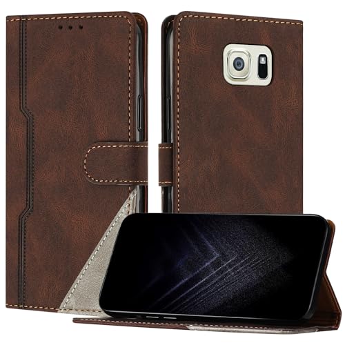 JayModCase Case for Samsung Galaxy S6 Edge Plus, Flip Premium PU Leather Cover with [Kickstand][Card Holder][Shockproof TPU] Compatible with Galaxy S6 Edge Plus - Brown