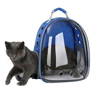 Luluspace Haustier Rucksack Raumkapsel, 360 ° Sichtfeld Tragbar Transportrucksack Transporttasche Tragetasche für Klein Haustier Hunde Katzen Kaninchen im Freien, Sicher & Atmungsaktiv (Blau)