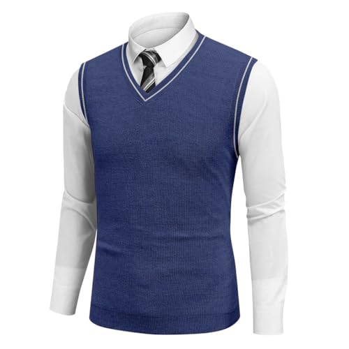 Men Sleeveless Vest Spring Autumn Solid Color Knitted Vest Business Work Sweater Tank2