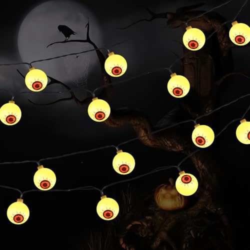 Guirlande lumineuse d'yeux sans prise pour décorer un jardin d'Halloween