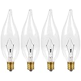 COLWATT 4-Pack E12 Candle Light Bulbs 60W, Dimmable Warm White 2700K Chandelier Light Bulbs for Ceiling Fan or Pendants, CA10 Clear Candelabra Gold Base Bulbs