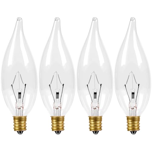COLWATT 4-Pack E12 Candle Light Bulbs 60W, Dimmable Warm White 2700K Chandelier Light Bulbs for Ceiling Fan or Pendants, CA10 Clear Candelabra Gold Base Bulbs