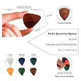 MYLYWOO Guitar Pick Set with Sapele Wooden Holder - Custom Name/Date Musical Gift for Guitar Players - Birthday Gift for Him/Husband/Boyfriend