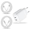 25W Cargador USB C y Cable para Apple iPad Pro 12.9 11 10.2 9.7,iPad Air 2 3 4 5,iPad 2020 2021 2022 2024,iPad Mini 3/4/5/6,iPhone 15 16 14 13 12 Pro MAX/SE 2 3,MacBook Pro Enchufe Móvil Carga Rapida