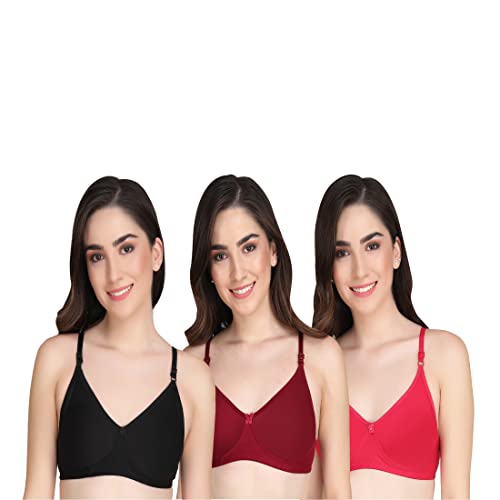 Image of Women Non Padded Bra - Made of Pure Cotton Full Coverage Non Wired Soft Cup for T-Shirt Saree Dress and for Everyday