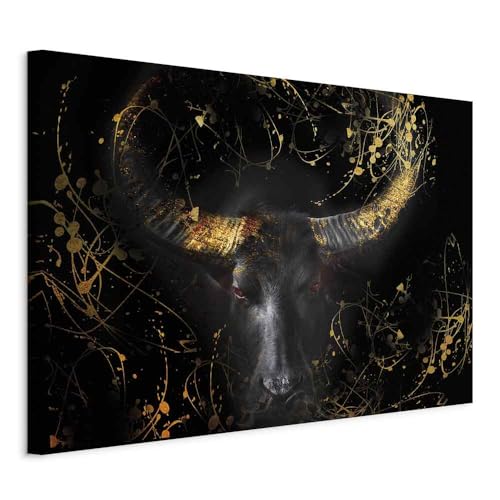 murando Acoustic Canvas Wall Art Bull 120x80 cm / 47 x 32 picture with acoustic foam sound absorption print image Artwork 1 pc room acoustics soundproofing Animal Black Spot g-C-0328-b-d