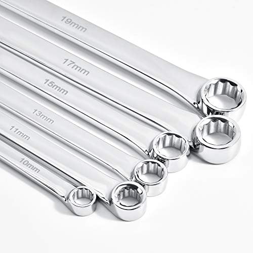 EZARC 6pc Extra Long Box End Wrench Set Long Lifetime Aviation Spanner 8mm - 19mm