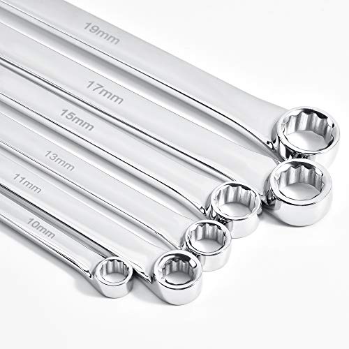 Extra Long Box End Wrench Set, Metric Combination Durable Aviation Spanner 6Pcs Crv 8Mm - 19Mm #TOP2
