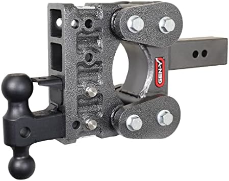 GEN-Y GH-1124 The BOSS Torsion-Flex Adjustable 5" Drop Hitch with GH-051 Dual-Ball, GH-032 Pintle Lock for 2.5" Receiver - 16,000 LB Towing Capacity - 1,700 LB Tongue Weight