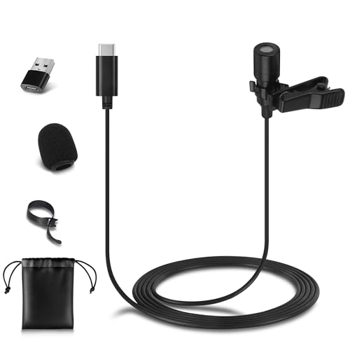 Lavalier Microphone USB C, Audio Condenser Lav Mic for iPhone 16/15 & Samsung, Google, Oneplus, Clip-on Mic with USB-A for Computers & Laptops, 6.6FT, Ideal for Youtube Vlog, Interview & Podcast