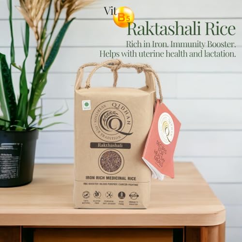 Image of Qidhan Rakthashali Red Rice 1000g - Ayurvedic Iron-Rich Rice | Boosts RBC & Purifies Blood | Antioxidant Superfood for Immunity, Anaemia, Diabetes & Weight Management | Organic Kerala Red Rice