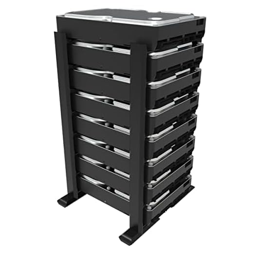 Suporte Organizador Vertical Tipo Rack Externo Compatível Com Até 8 HD's de 3.5 - Dock Station - Modelo Slim Dupla Face - Preto
