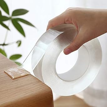 STOREVISE Adhesive Grip, Double Sided, Double Sided Tape for Wall, Reusable Washable, Removable, Anti-Slip Gel Tape for Metal, Glass, Home, Office & Decoration Nano Tape (2 mm 3 Meter)
