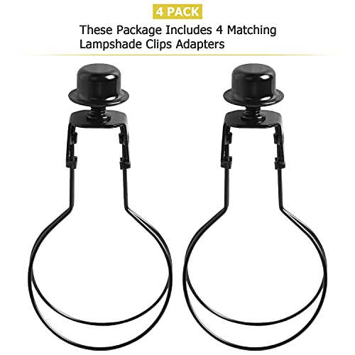 4Pcs Lamp Shade Adapter,Hommyprefer Lamp Shade Light Bulb Clip Adapter,Round Lamp Shade Holder Diy Lighting Accessories Clip On Bed Lampshade Adapter With Cap Knob Finial (Black) #TOP3