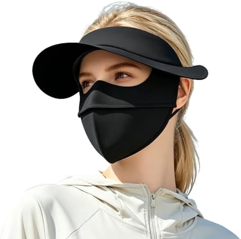 UPF 50+ Sun Hat with Face Mask for Men and Women, Cooling Protective Cap with Fa