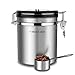Produktbild HomeApp Kaffeedose Luftdichte, Kaffeedosen Edelstahl Kaffeebehälter mit CO2 Einbahn Ventil versiegelt Speicherdeckel, um Kaffeebohnen/Kaffeepulver perfekt zu speichern mit Mess-Scoop