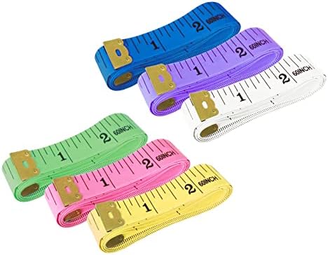 6 Pack Soft Tape Measure Double Scale Body Sewing Flexible Ruler for Weight Loss Medical Body Measurement Sewing Tailor Craft Vinyl Ruler, Has Centimetre Scale on Reverse Side 60-inch