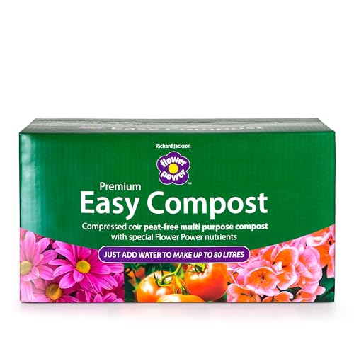 Richard Jackson Flower Power Premium Easy Compost Blocks, 8 Pack of 10L Blocks, Makes Up to 80L, Enriched with Long Lasting Fertiliser