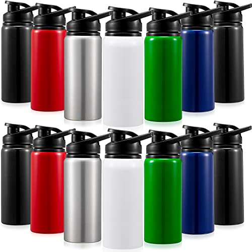 Gandeer 14 Pcs Aluminum Water Bottle 17 Oz Bike Bottles With Snap Lid Reusable Metal Lightweight Easy Carry Sports Leak Proof Gym For Camping Hiking (Dark Color) #TOP15