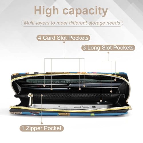 Sloth Pattern Wristlet Wallets for Men Women Leather Purse Clutch Cute Card Holder4