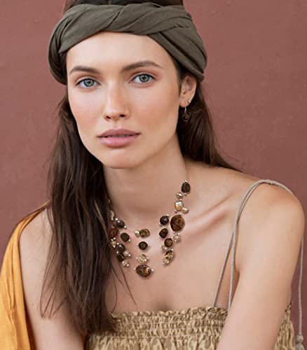 Layered Chunky Beaded Necklace for Women Colorful Multi-Layer Statement Necklace and Earrings Set Gift for Her3