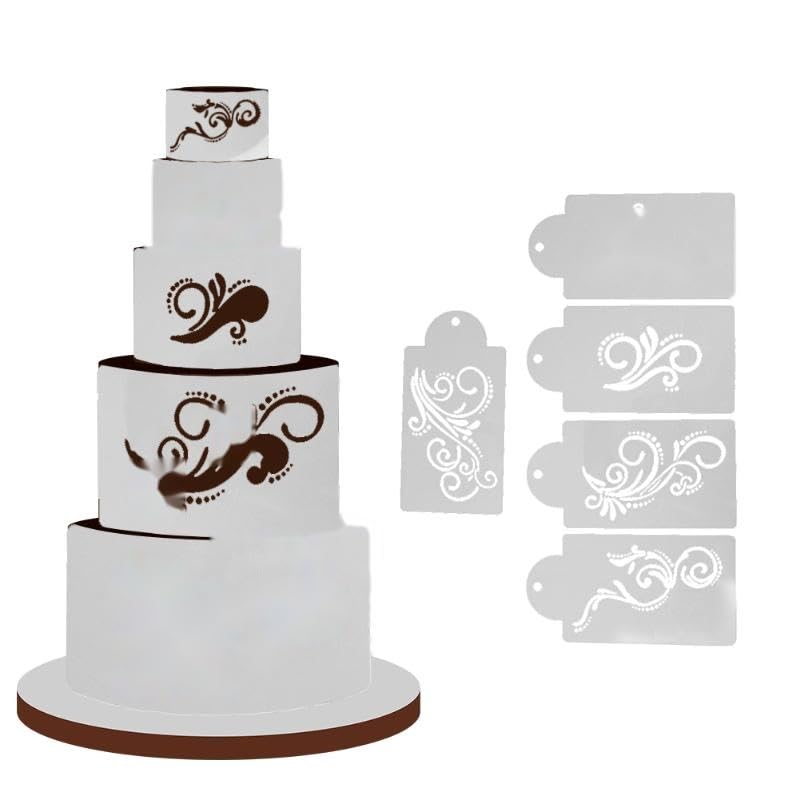 5pcs/Lot Fondant Cake Stencil Grade Plastic Cookie Mould Cake Decoration Baking Tools