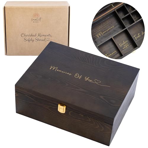 Wooden Baby Keepsake Box Boy and Girl-Elegant Newborn Keepsake Box with Sturdy Lock-Timeless Baby Keepsake Storage Box-Memory Box for Keepsaskes Baby-Baby Keepsake Boxes & Tins-Baby Boy Keepsake Box