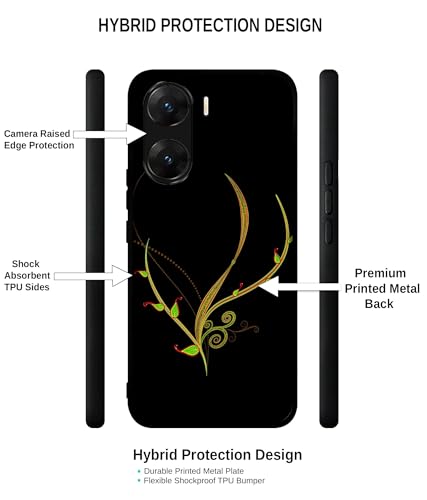 Image of Yellow Pattern Design Premium 2D Printed Metal Back Case Cover for Vivo V29E 5G