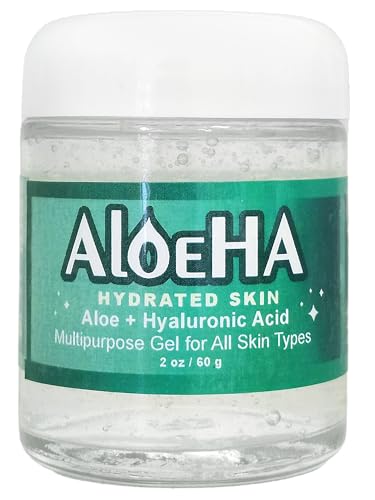 AloeHA Hydrated Skin Aloe & Hyaluronic Acid Gel - Hydrating Serum & Moisturizer for Sensitive Skin, Under Eye Care, All-Purpose Skincare Gel & Mask (2 oz)