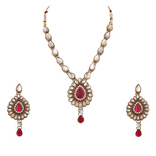 Dancing Girl Rani Pink Indian Kundan Jewelry Set for Women Girls Bridal Necklace Indian Earrings